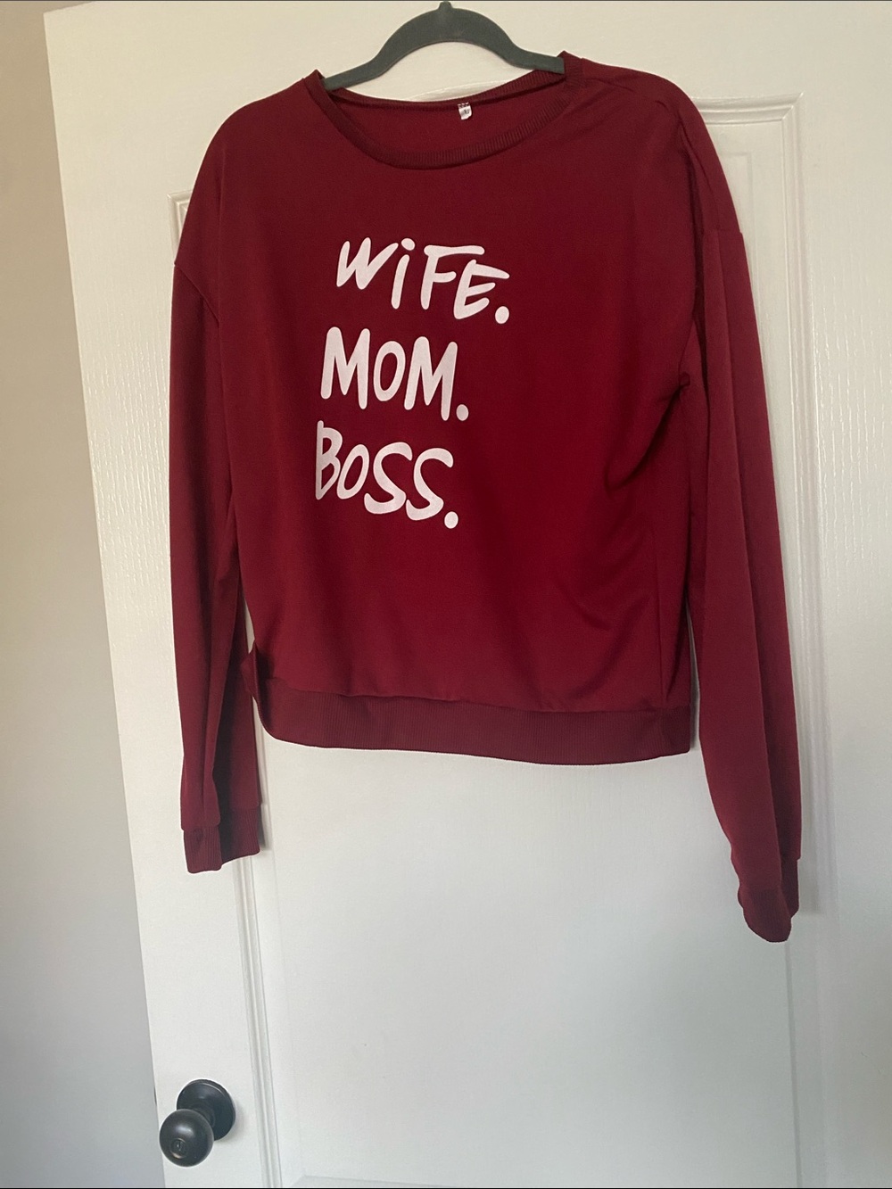 Wife. Mom. Boss. Burgundy Graphic Sweatshirt